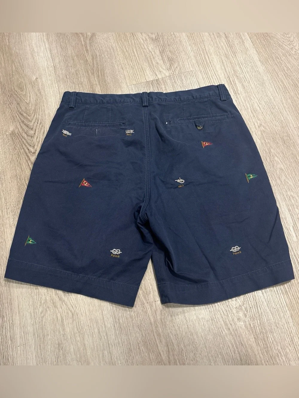 Polo Ralph Lauren Navy Blue All Over Embroidered Flag Chino Shorts Men’s 33